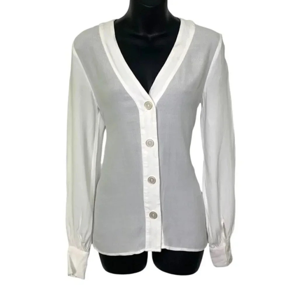 RW & Co. Long Sleeve  White Blouse